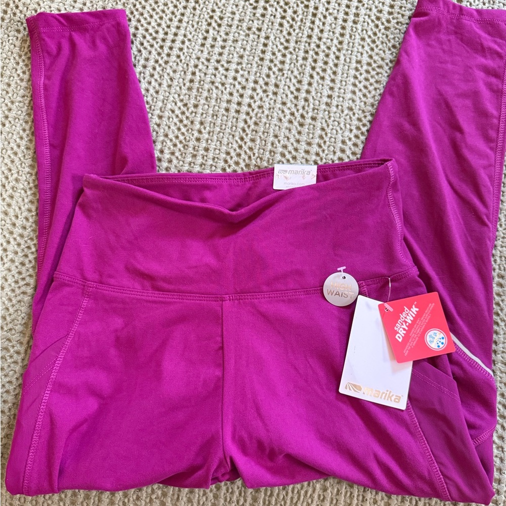 Marika Vibrant Magenta High-Rise Active Capri Leggings